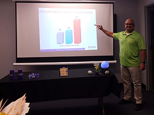 Man points at chart during Seniors & Seizures training at the Epilepsy Foundation of Greater Southern Illinois